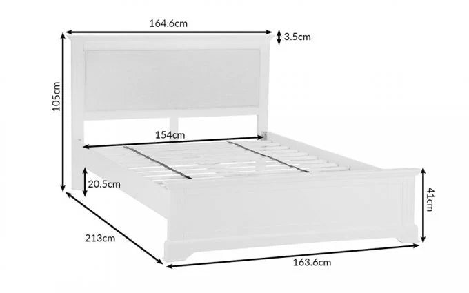 Adouer Wood "Modern White Solid Sheesham Wooden Bed Frame with Upholstered Headboard"