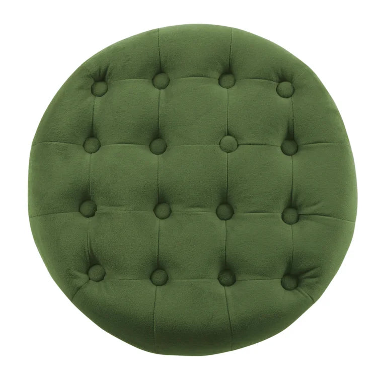 ADOUER WOOD Solid Wood Leg Green Tufted Upholstered Ottoman/Pouffe With Storage