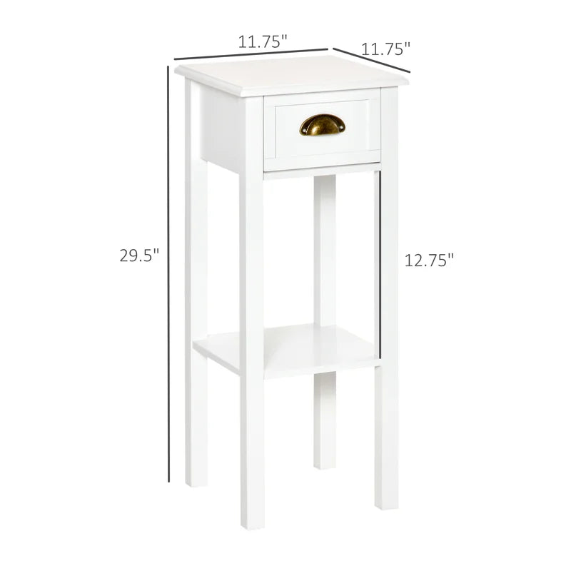 ADOUER WOOD Sheesham Wood Multi Use Side & End Table (PU White)