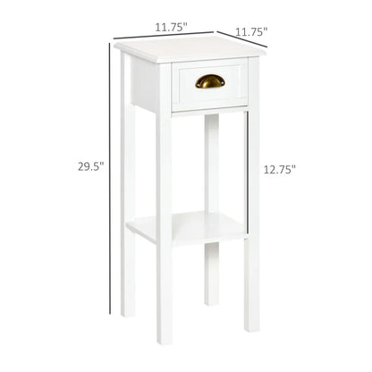 ADOUER WOOD Sheesham Wood Multi Use Side & End Table (PU White)