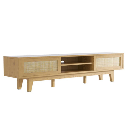 ADOUER WOOD Solid Sheesahm Wood Natural Cane Tv Unit For Home