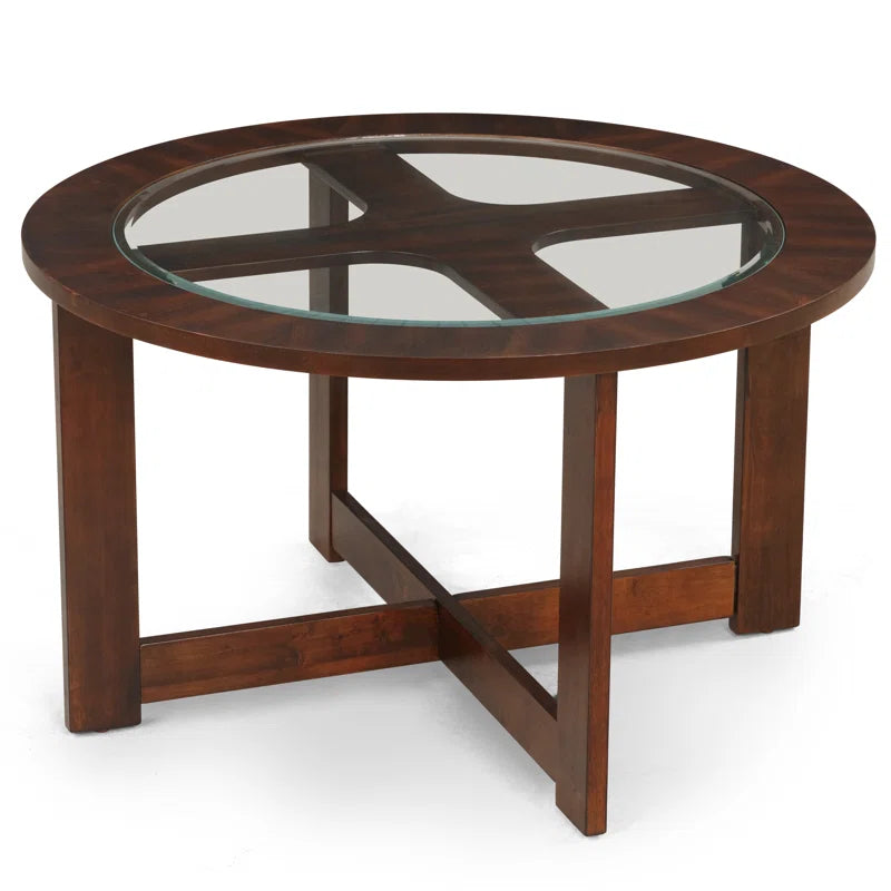 ADOUER WOOD Solid Sheesham Wood Glass Top Coffee Table Set With 4 Setting Stool (Walnut Finish)