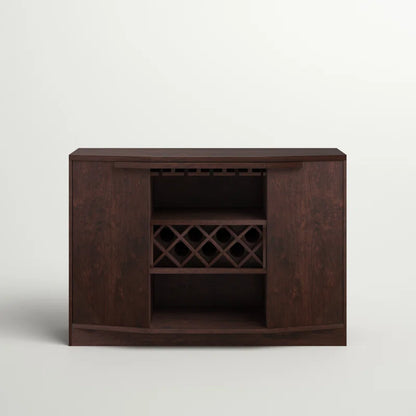 Adouer Wood "Elegant Dark Solid Sheesham Wood Bar Cabinet with Wine Storage and Glass Rack"