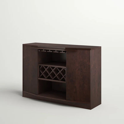 Adouer Wood "Elegant Dark Solid Sheesham Wood Bar Cabinet with Wine Storage and Glass Rack"