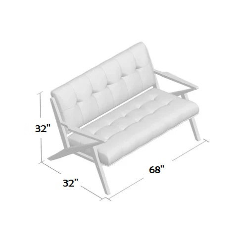 ADOUER WOOD "Mid-Century Modern Upholstered 3 Seater Loveseat with Wooden Frame"