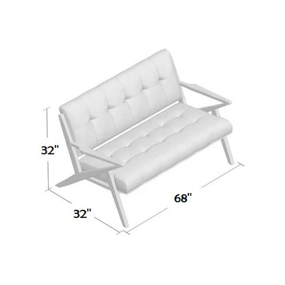 ADOUER WOOD "Mid-Century Modern Upholstered 3 Seater Loveseat with Wooden Frame"