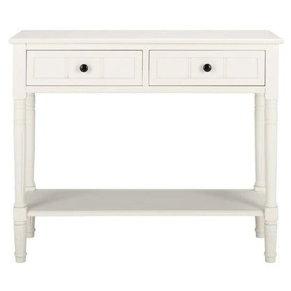 ADOUER WOOD Solid Sheesham Wood PU White Hand Carving Console Table With Drawers