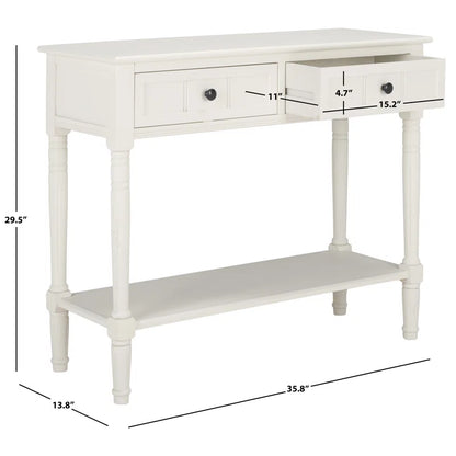 ADOUER WOOD Solid Sheesham Wood PU White Hand Carving Console Table With Drawers