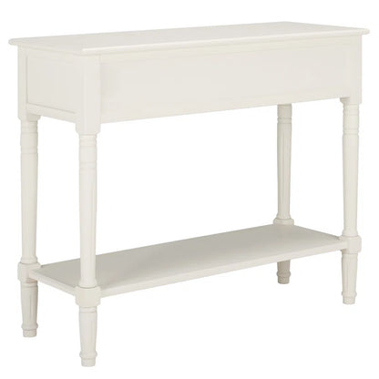 ADOUER WOOD Solid Sheesham Wood PU White Hand Carving Console Table With Drawers