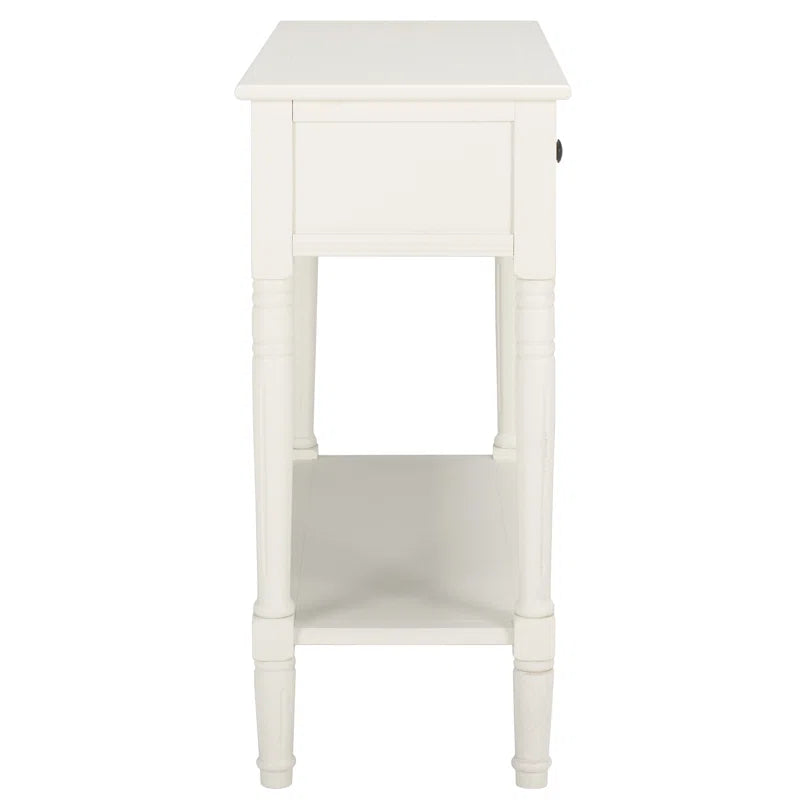 ADOUER WOOD Solid Sheesham Wood PU White Hand Carving Console Table With Drawers