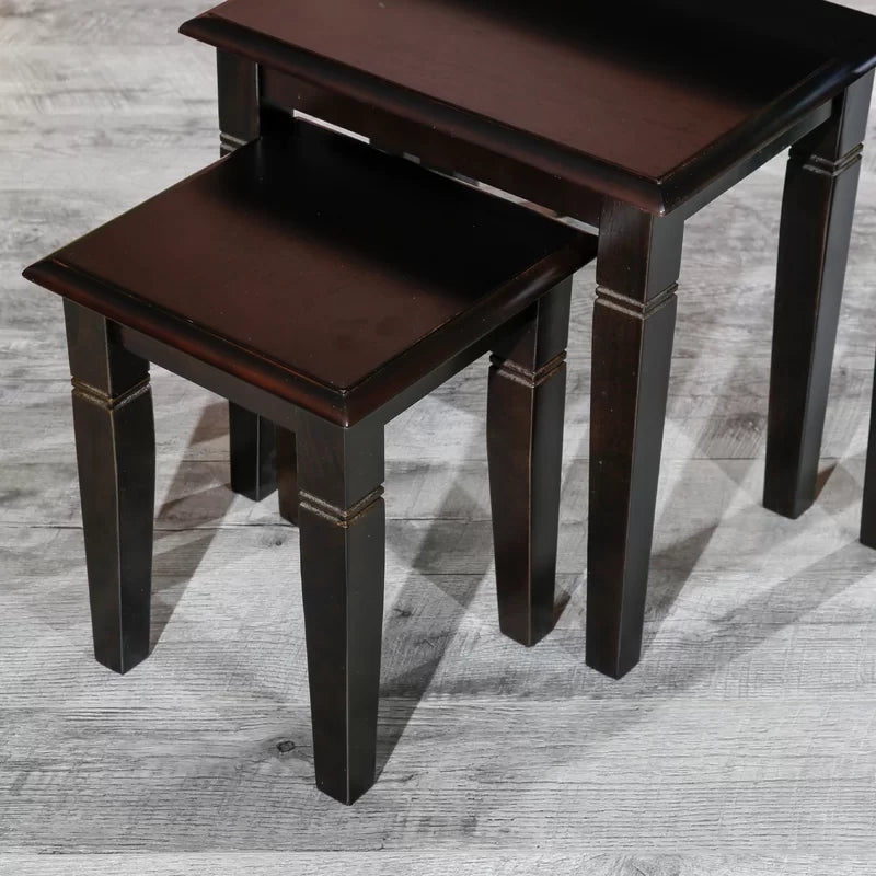 ADOUER WOOD Solid Sheesham Wood Nesting Table - Set of 3 (Walnut Finish)