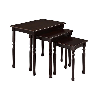 ADOUER WOOD Solid Sheesham Hand Carved Designer Legs Nesting Table - Set of 3 (Walnut Finish)