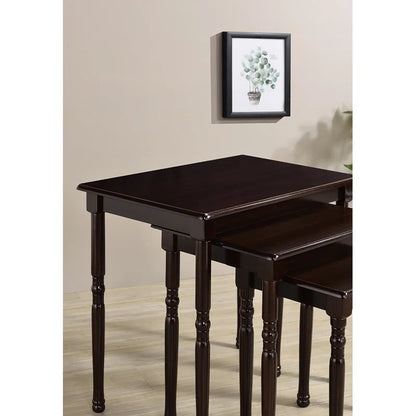 ADOUER WOOD Solid Sheesham Hand Carved Designer Legs Nesting Table - Set of 3 (Walnut Finish)