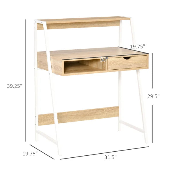 Nice Solid Acacia Wood Top & Metal Base Writing Desk For Home & Office