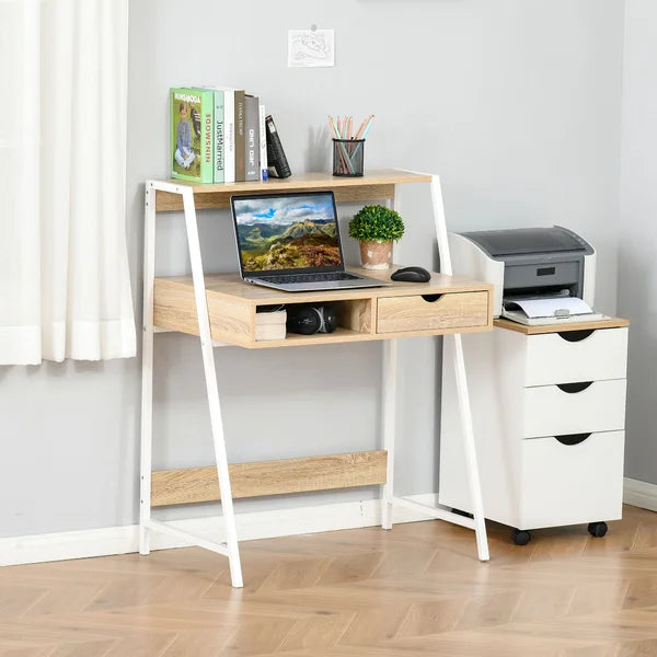 Nice Solid Acacia Wood Top & Metal Base Writing Desk For Home & Office