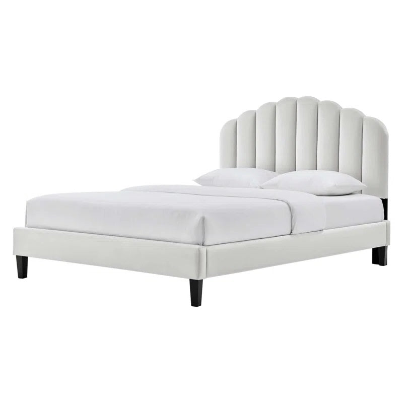 ADOUER WOOD Upholstered Bed Good Look Design in Headboard, Without Storage