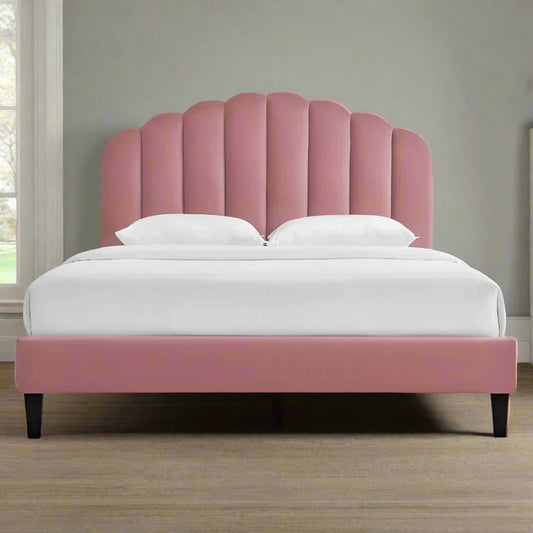 ADOUER WOOD Upholstered Bed Good Look Design in Headboard, Without Storage