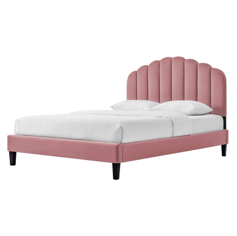 ADOUER WOOD Upholstered Bed Good Look Design in Headboard, Without Storage