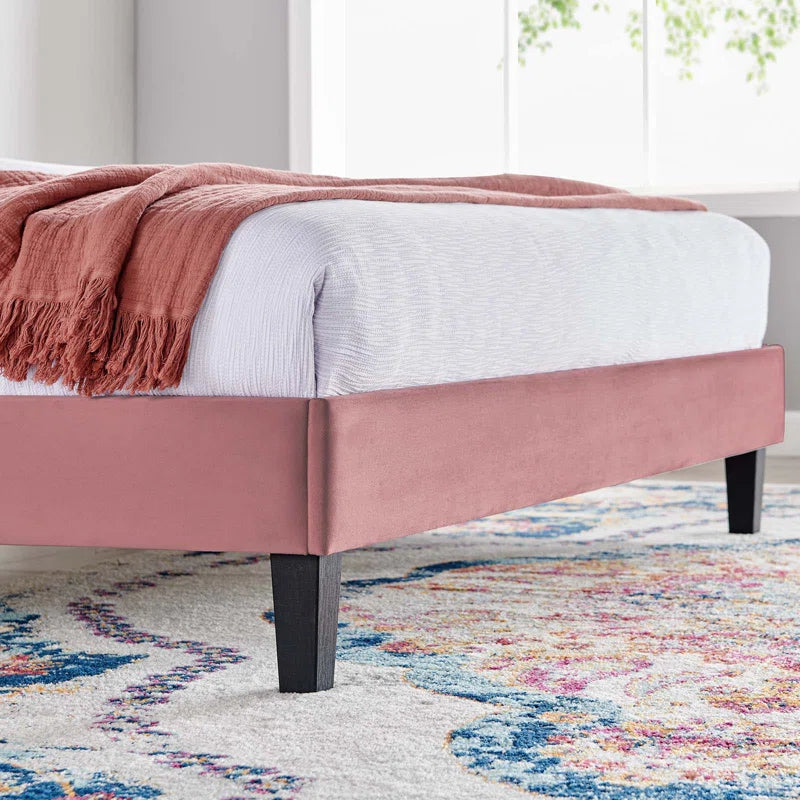 ADOUER WOOD Upholstered Bed Good Look Design in Headboard, Without Storage