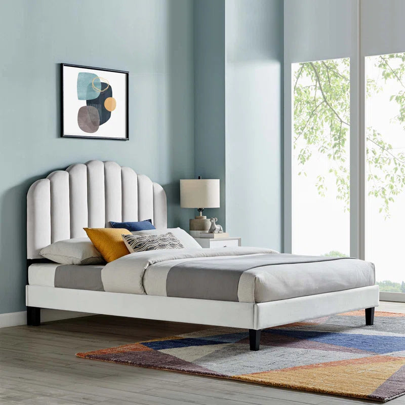 ADOUER WOOD Upholstered Bed Good Look Design in Headboard, Without Storage