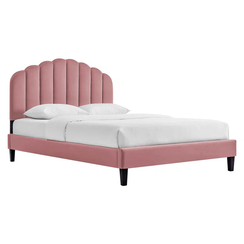 ADOUER WOOD Upholstered Bed Good Look Design in Headboard, Without Storage