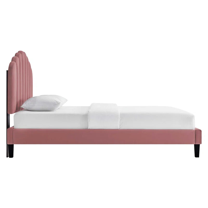 ADOUER WOOD Upholstered Bed Good Look Design in Headboard, Without Storage