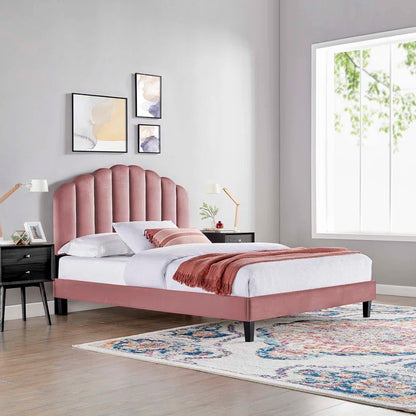 ADOUER WOOD Upholstered Bed Good Look Design in Headboard, Without Storage