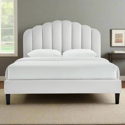 ADOUER WOOD Upholstered Bed Good Look Design in Headboard, Without Storage