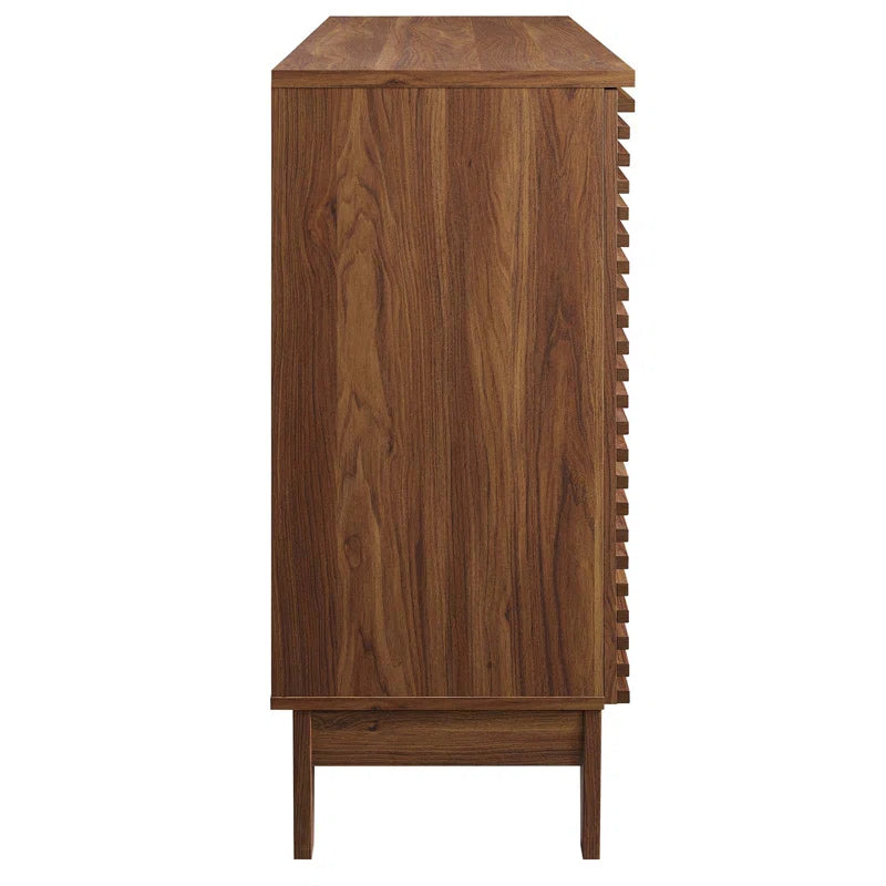 Adouer Wood "Mid-Century Modern Solid Sheesham Wooden Bar Cabinet with Wine Storage and Shelves"