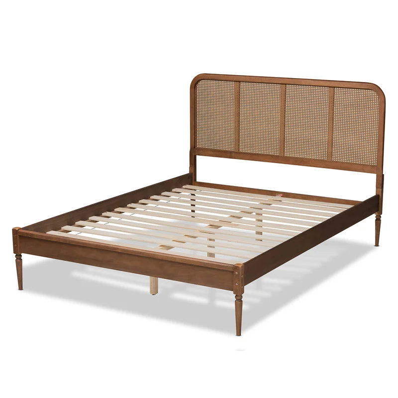 ADOUER WOOD Solid Acacia Wood Classic Rattan Cane Bed