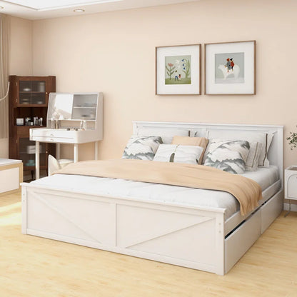 ADOUER WOOD Solid Sheesham Wood Standard Platform Bed With Storage