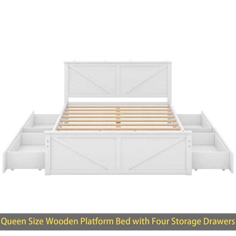 ADOUER WOOD Solid Sheesham Wood Standard Platform Bed With Storage