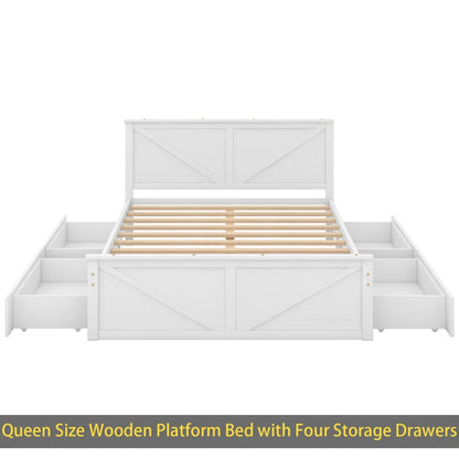 ADOUER WOOD Solid Sheesham Wood Standard Platform Bed With Storage