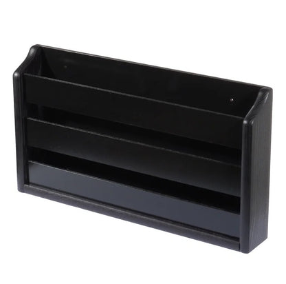 ADOUER WOOD Solid Sheesham Wood Wall Mount Black Magazine Rack