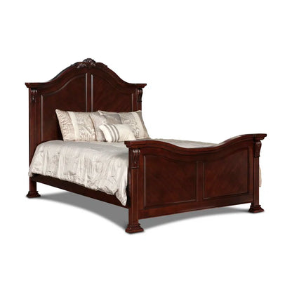 ADOUER WOOD Solid Sheesham Wood Carving Design Royal Bed Without Storage For Bedroom (Walnut)