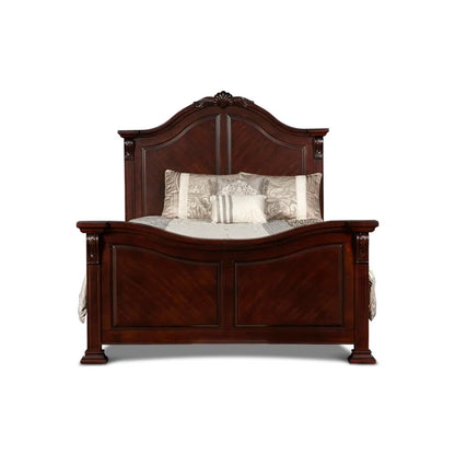 ADOUER WOOD Solid Sheesham Wood Carving Design Royal Bed Without Storage For Bedroom (Walnut)