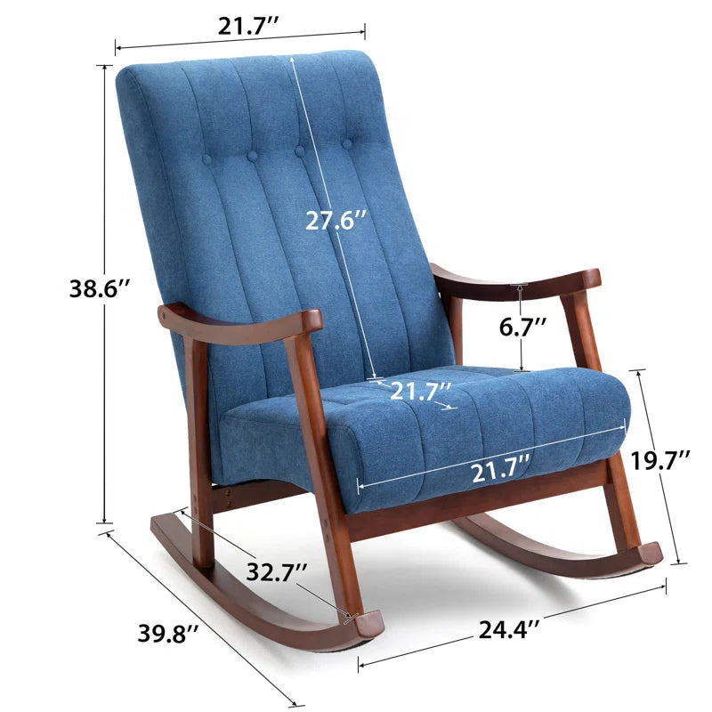 ADOUER WOOD Solid Wood Frame Upholstered Rocking Chair