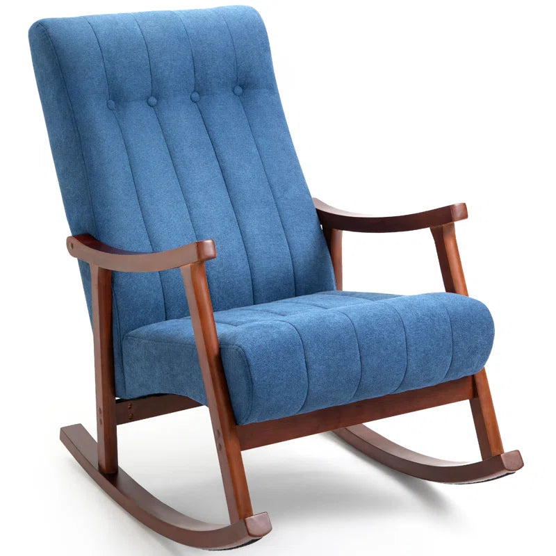 ADOUER WOOD Solid Wood Frame Upholstered Rocking Chair