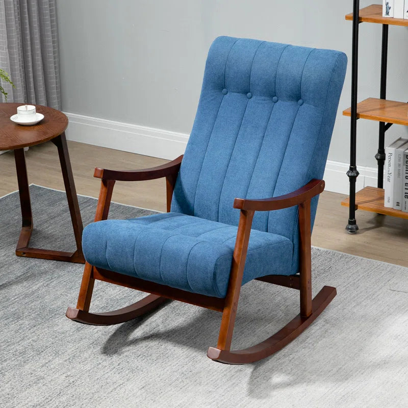 ADOUER WOOD Solid Wood Frame Upholstered Rocking Chair