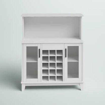 Adouer Wood "White Solid Sheesham Wooden Bar Cabinet with Wine Storage and Shelving"