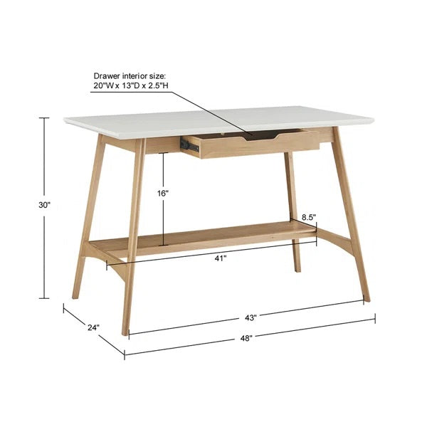 High Demand Solid Acacia Wood Mid Drawer Study Table For Home & Office