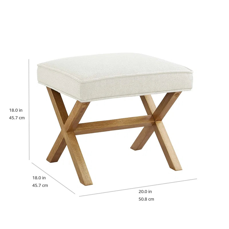 ADOUER WOOD Solid Acacia Wood Multi-Purpose Upholstered Stool