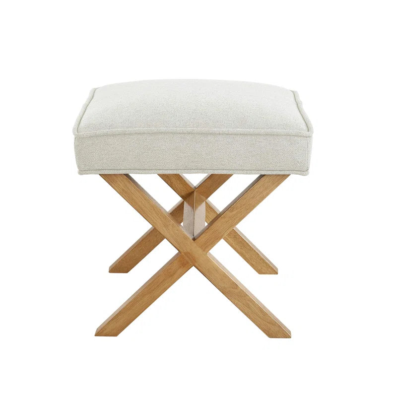 ADOUER WOOD Solid Acacia Wood Multi-Purpose Upholstered Stool