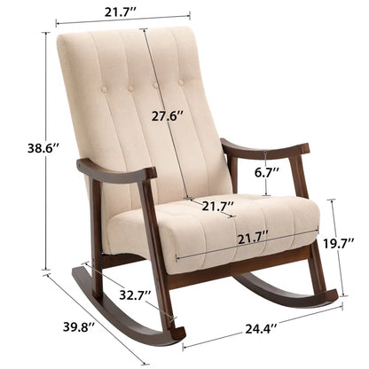 ADOUER WOOD Solid Wood Frame Upholstered Rocking Chair