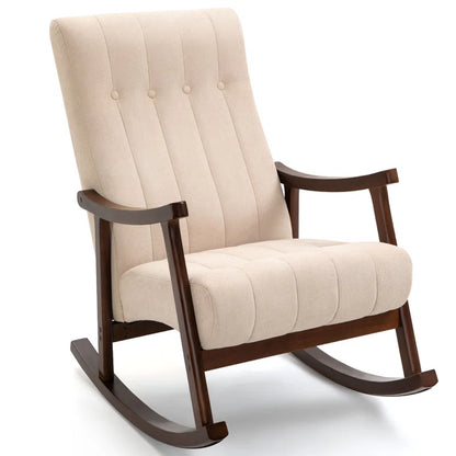 ADOUER WOOD Solid Wood Frame Upholstered Rocking Chair