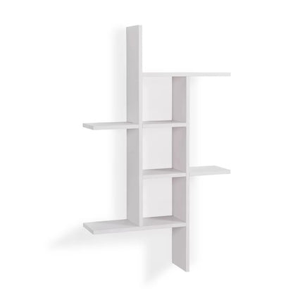 ADOUER WOOD Solid Wood Designer Multi Use Open Shelfs Wall Shelve, White