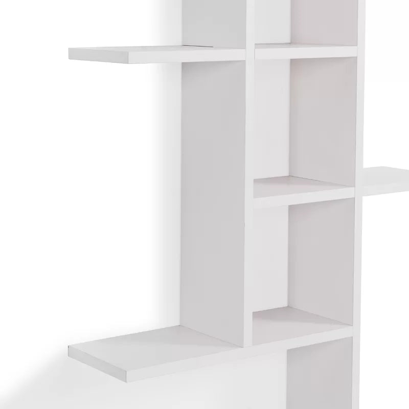 ADOUER WOOD Solid Wood Designer Multi Use Open Shelfs Wall Shelve, White