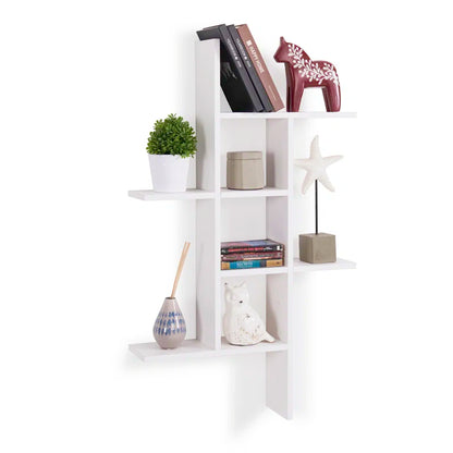 ADOUER WOOD Solid Wood Designer Multi Use Open Shelfs Wall Shelve, White