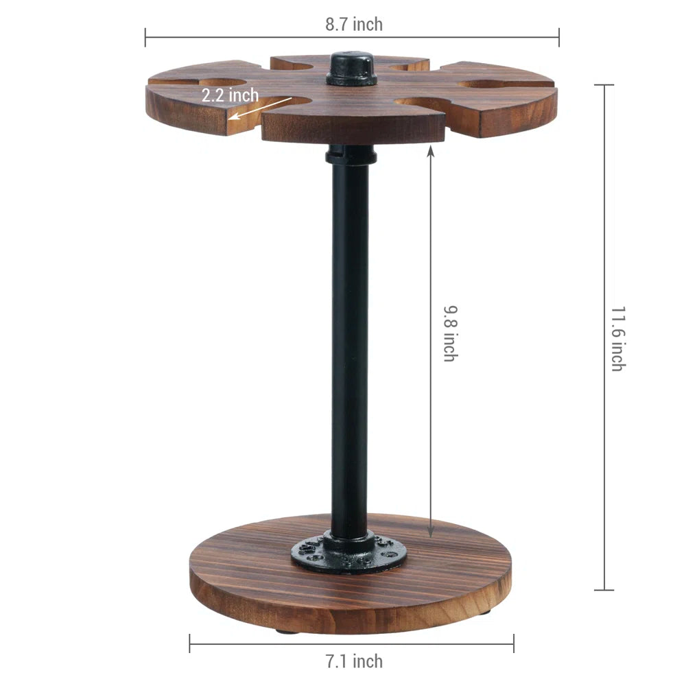 Adouer Wood "Elegant Wooden Wine Glass Stand with Metal Support - Holds 6 Glasses"