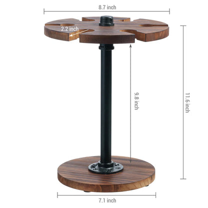 Adouer Wood "Elegant Wooden Wine Glass Stand with Metal Support - Holds 6 Glasses"